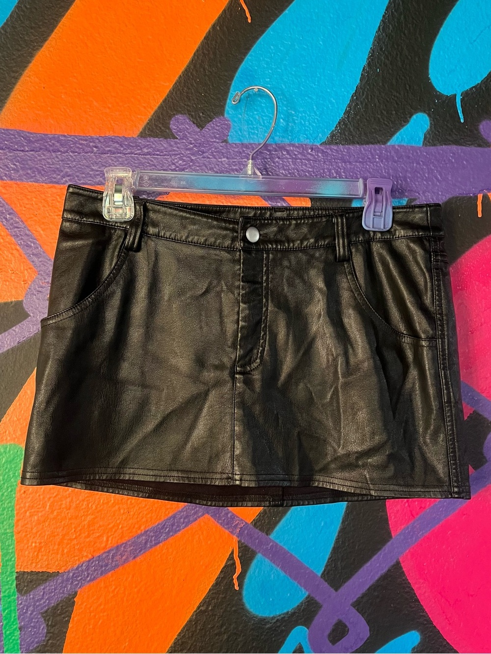 Urban Outfitters black faux leather mini skirt